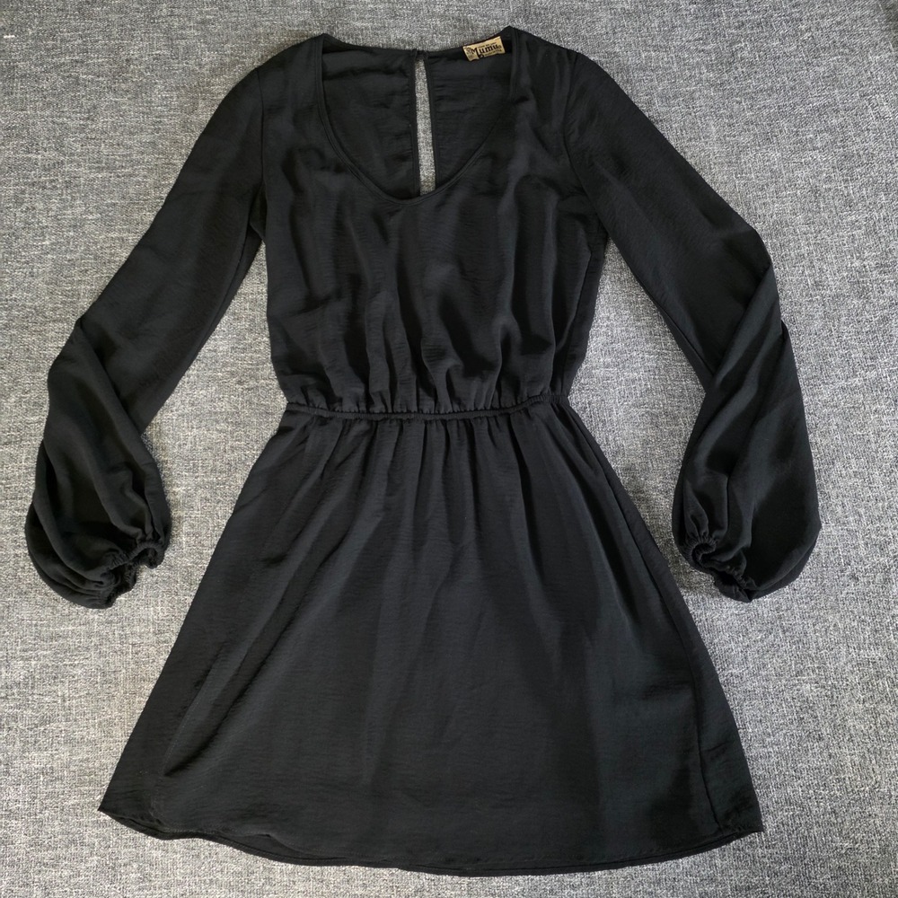 Show Me Your Mumu Rainey Mini Dress S Black Long Sleeve Open Back Boho USA